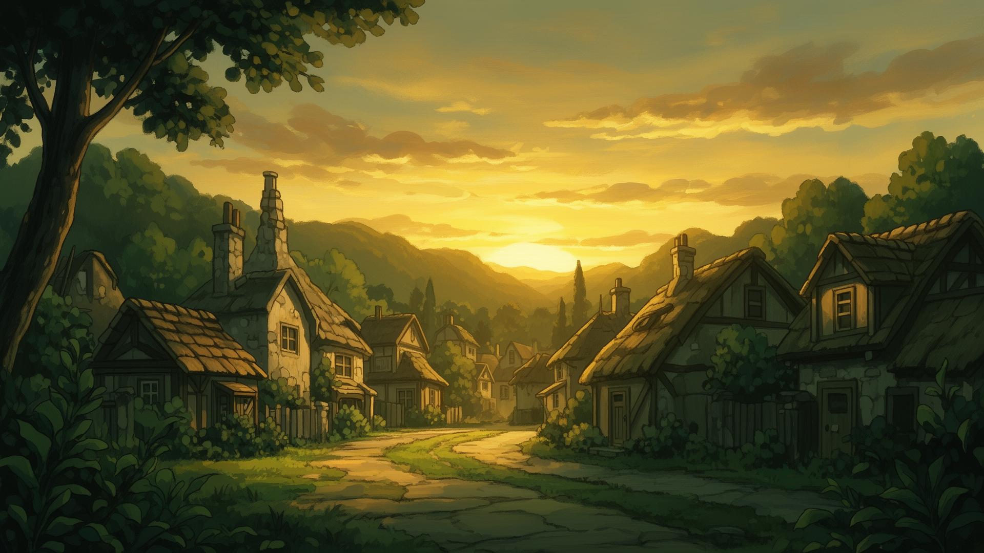 A Village at Dusk